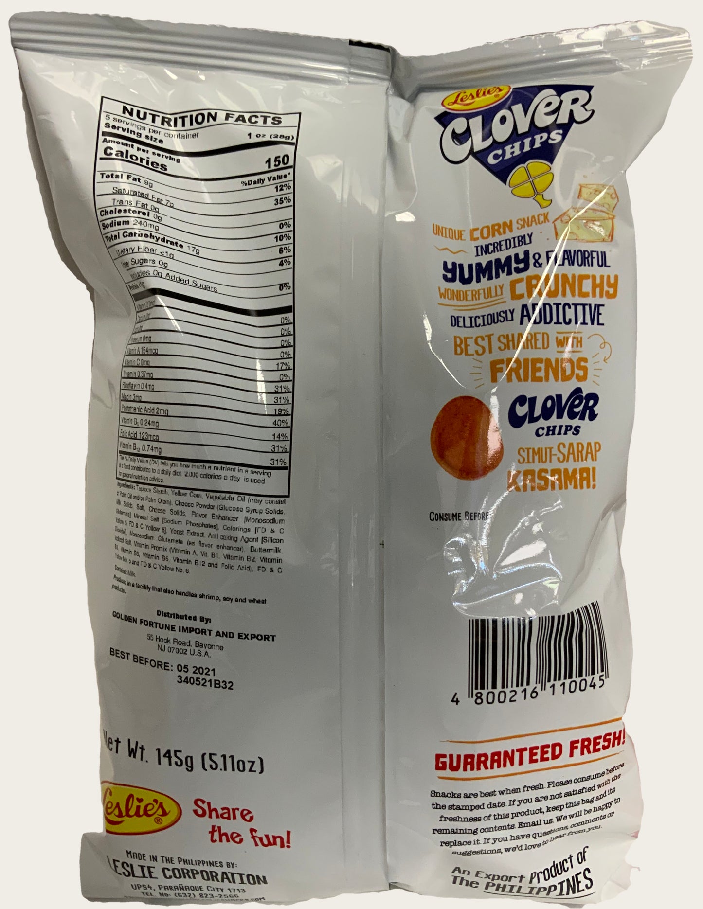 Leslie's Clover Chips Cheesier Flavor Corn Snack - 5.11 oz