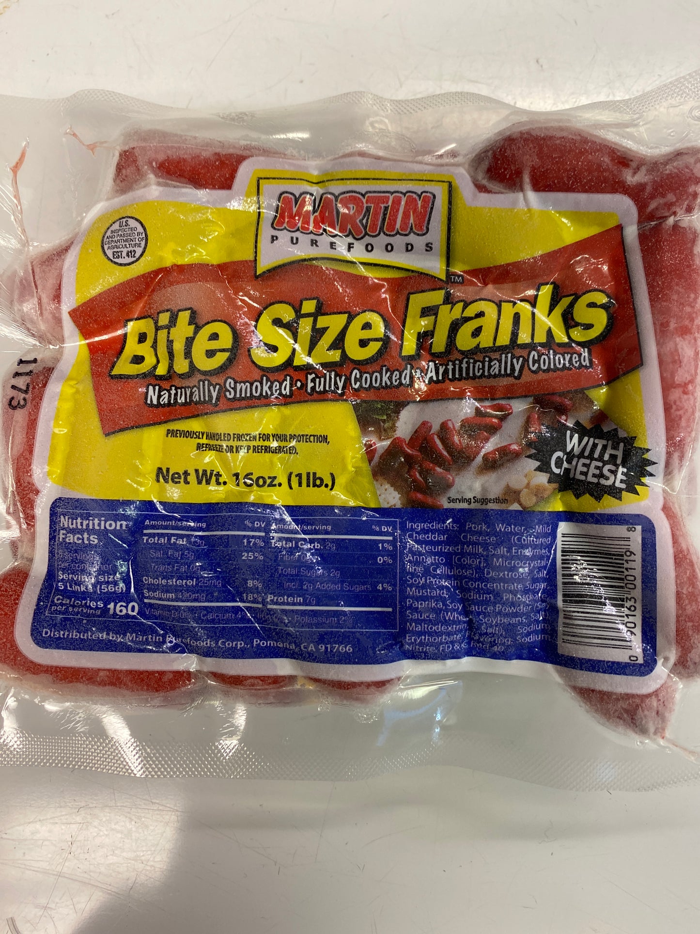 Martin Purefoods Bite Size Franks with Cheese - 16 oz